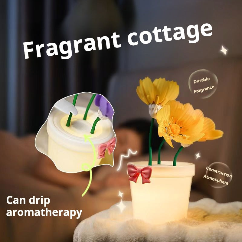A warm night light that can automatically open and close flowers
